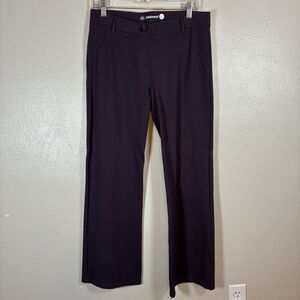 Betabrand Pull On Dress Pants Large Petite Burgundy Flare Stretch Rayon Ponte
